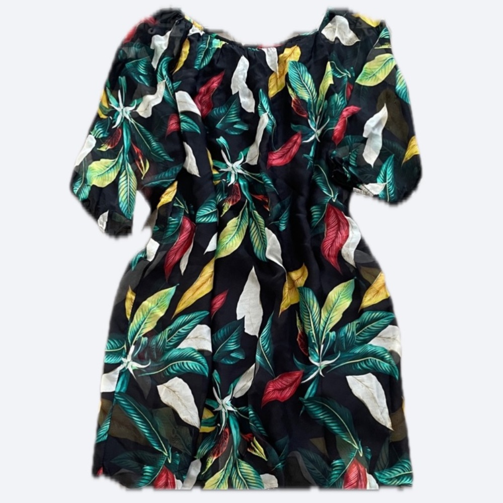 🇮🇹 Bellambra Silk Blend Leaf Print Dress • Made in Italy • Size Large